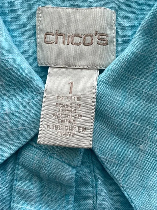 Chico's Petite Sleeveless Tunic in Aqua Blue - Picture 4 of 6